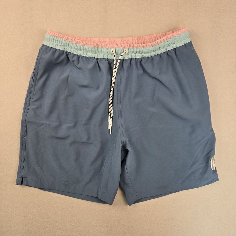Chubbies The Gravel Roads 7" Swim Trunks Large Dusty Blue Quick Dry Lined